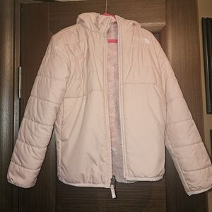 The North Face Reversible Mossbud Kids Light Pink Puffer Jacket Size 6T